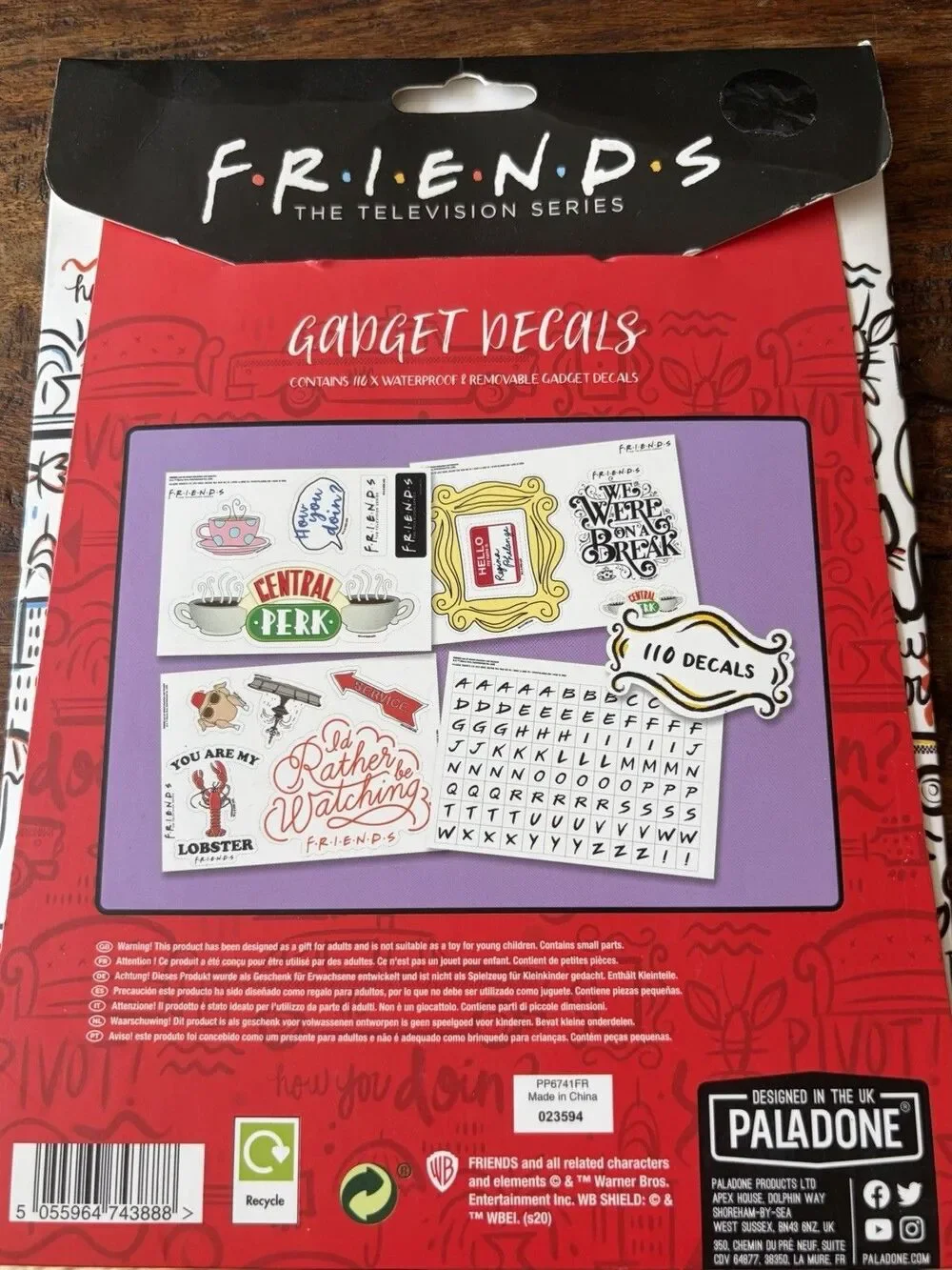 Friends Decals 110 Waterproof & Removable Gadget Device Locker Decals New/Sealed